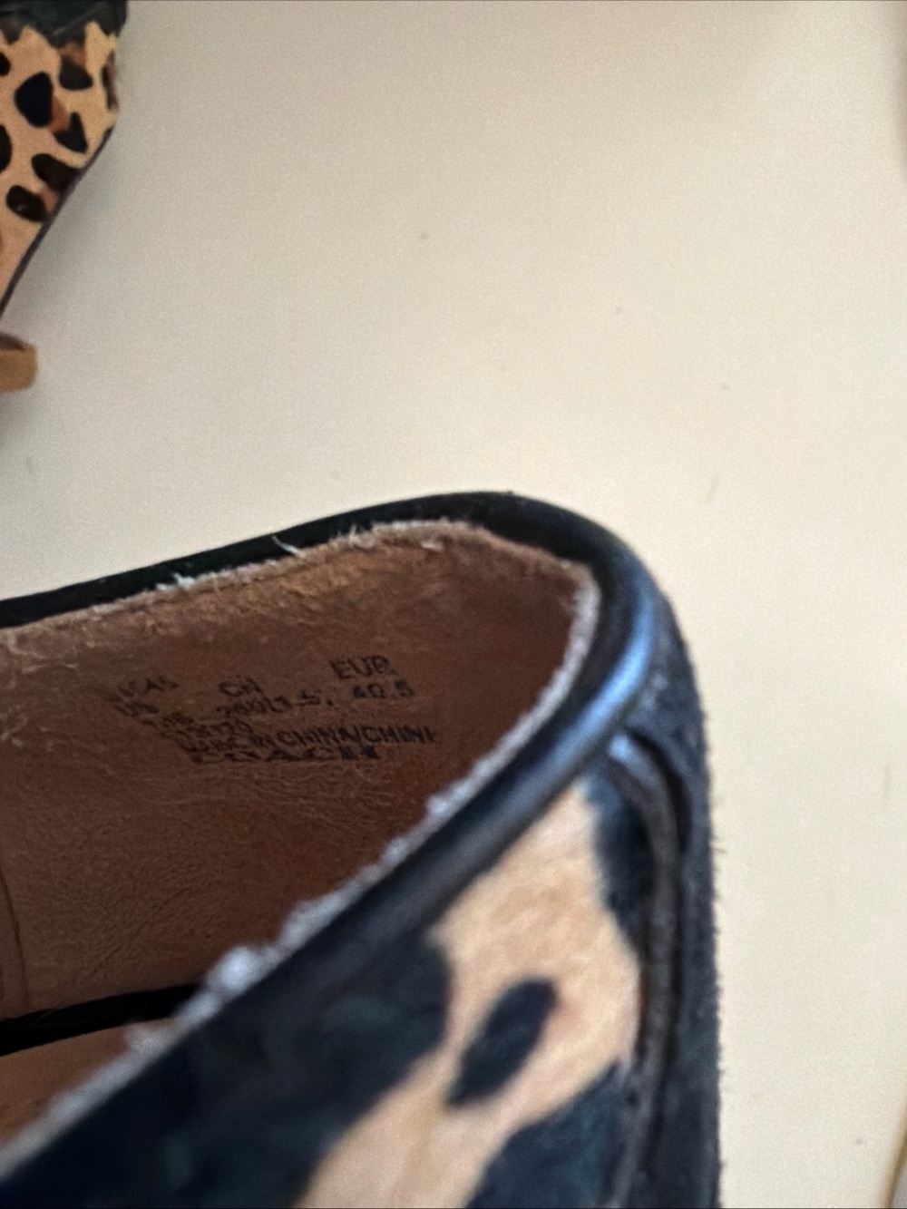 Black Pointed-Toe Flats with Leopard Trim-“Harriette” - Picture 3 of 6